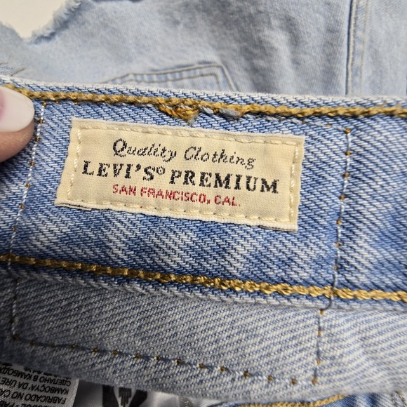 Levi's 501 Denim Shortie Shorts Women's 25 Blue Button Fly Cutoff Premium Big E - Picture 11 of 14